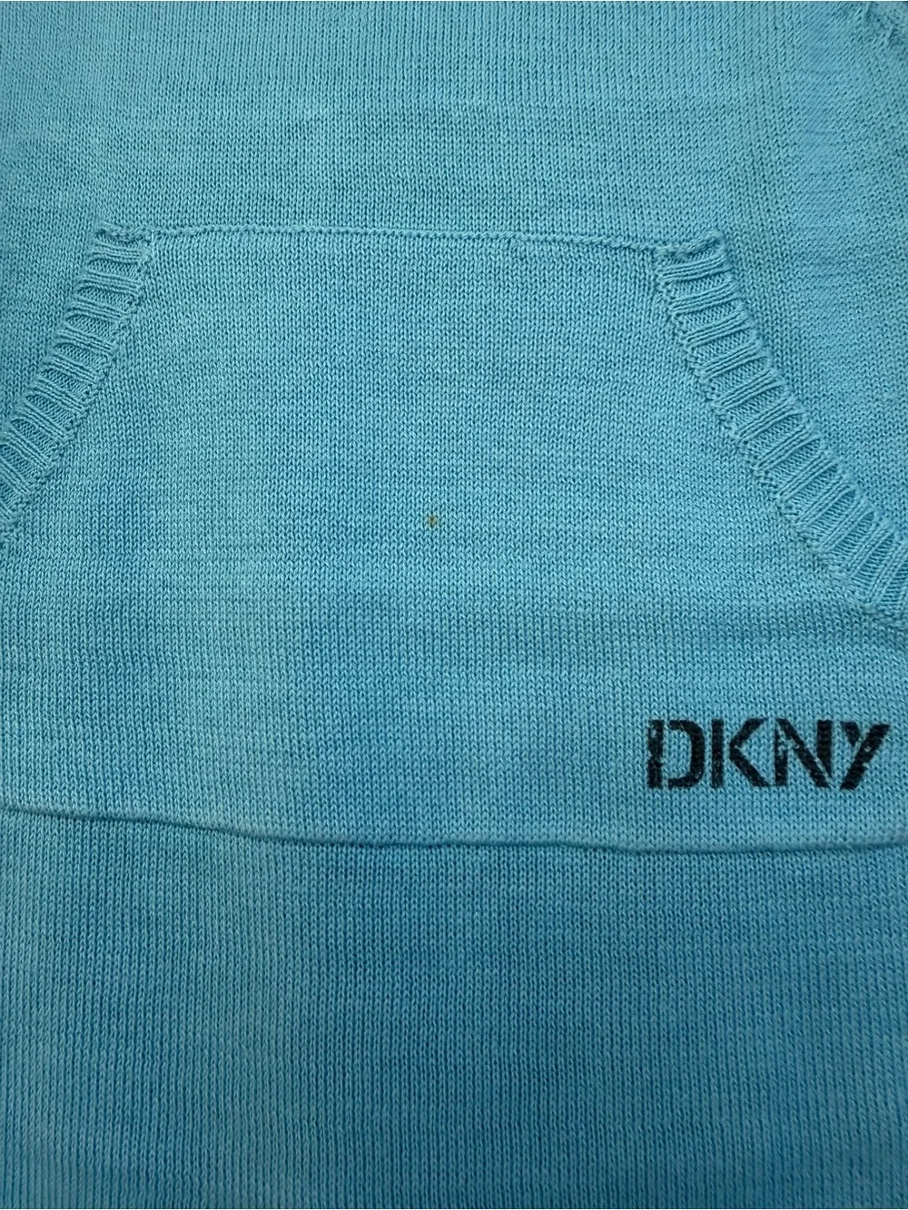 Dkny Light Blue Knit One-Piece Footie with Striped Shoulder